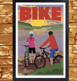Biking Sunset Print - 12X18