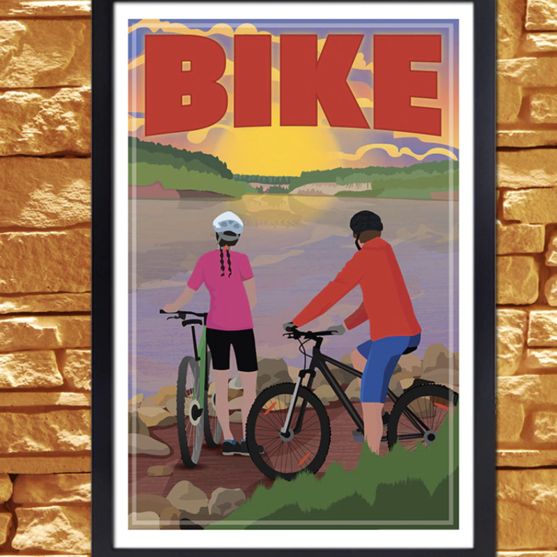 Biking Sunset Print - 12X18