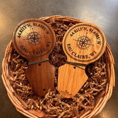 Wood Wall Hang Bottle Opener - EC Coordinate and Compass