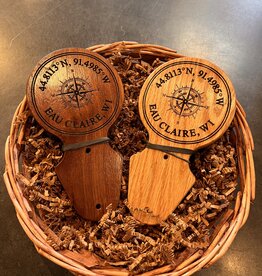 Wood Wall Hang Bottle Opener - EC Coordinate and Compass