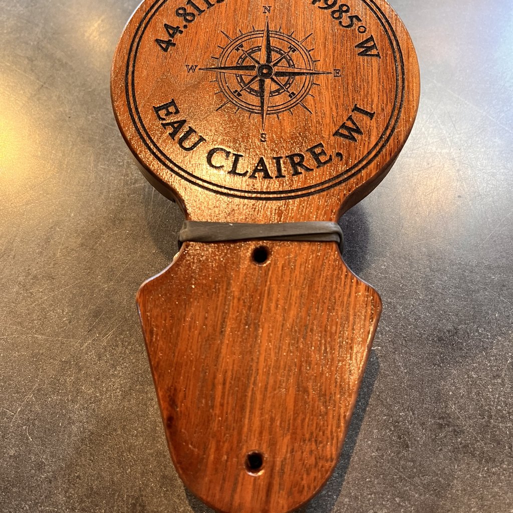 Wissota Works Wood Wall Hang Bottle Opener - EC Coordinate and Compass