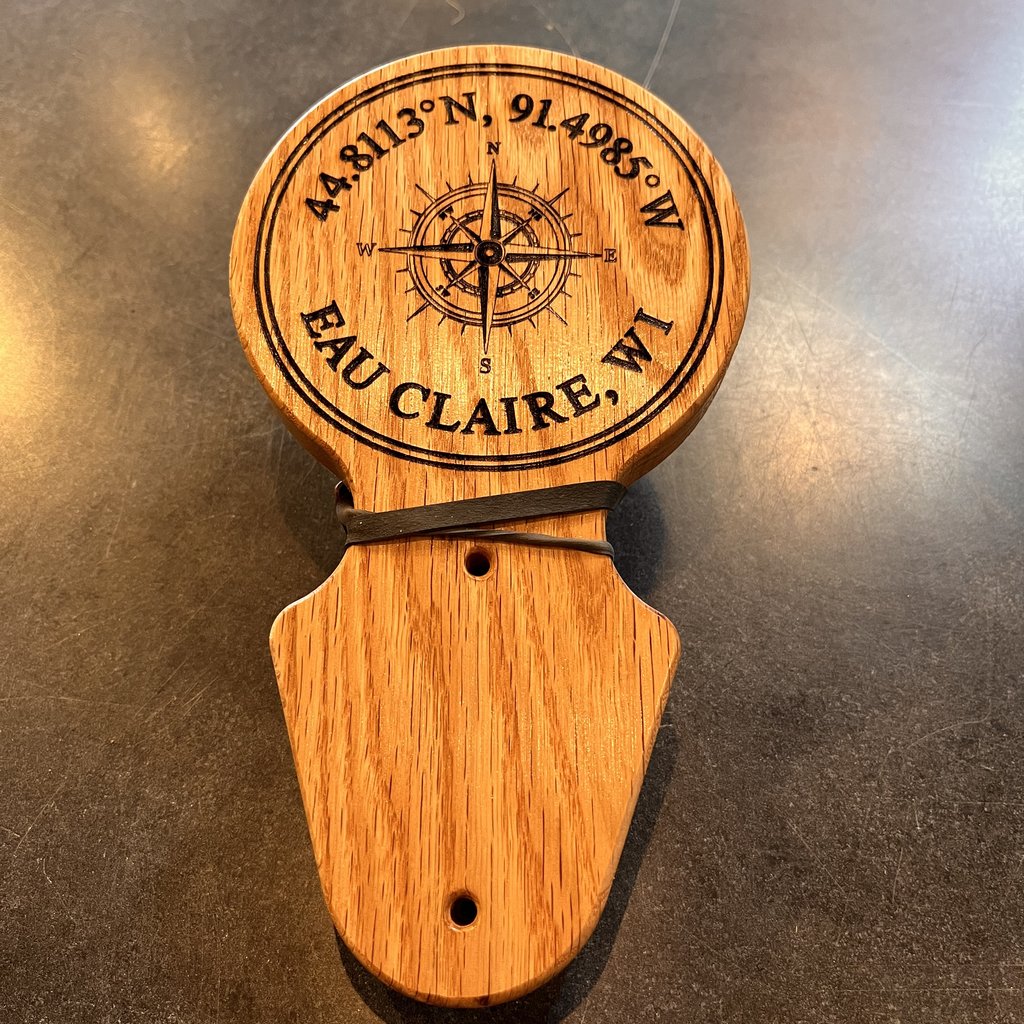 Wissota Works Wood Wall Hang Bottle Opener - EC Coordinate and Compass