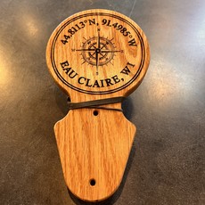 Wood Wall Hang Bottle Opener - EC Coordinate and Compass