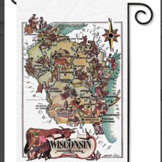 Flags Galore Decor and More Wisconsin Liozu Map - Garden Flag 12x18