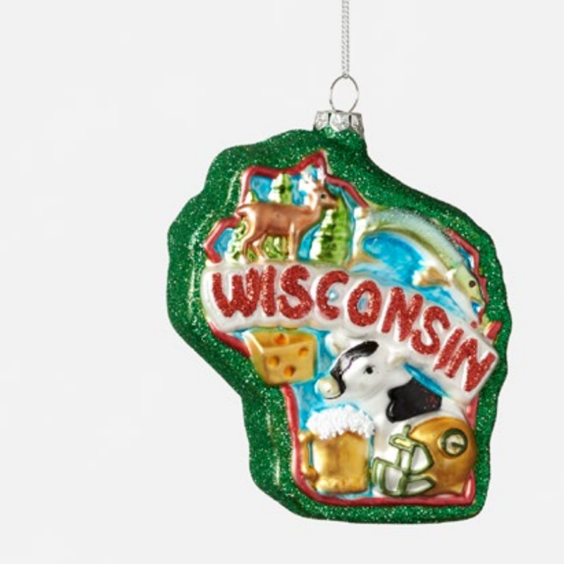 Keep the Faye Wisconsin Glitter State Ornament