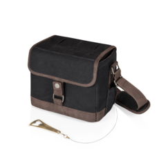 Picnic Time Family of Brands Beer Caddy Cooler Tote with Opener - Black/Brown