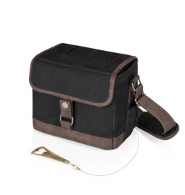 Beer Caddy Cooler Tote with Opener - Black/Brown