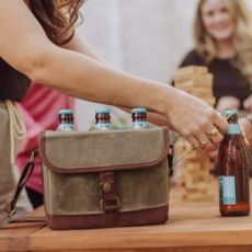 Picnic Time Family of Brands Beer Caddy Cooler Tote with Opener - Black/Brown