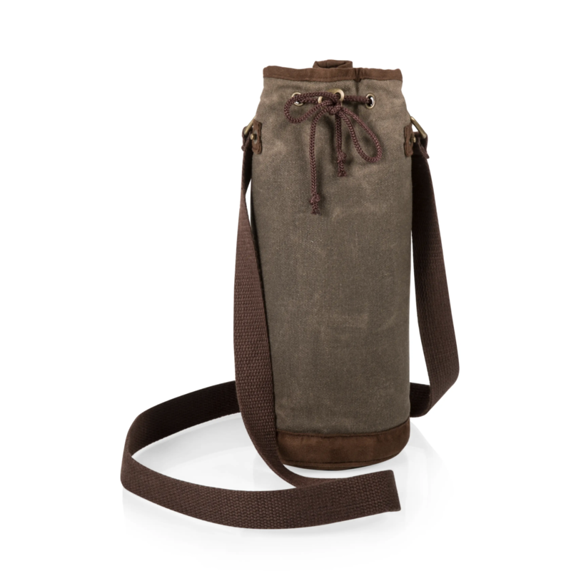 Waxed Canvas Wine Tote - Green