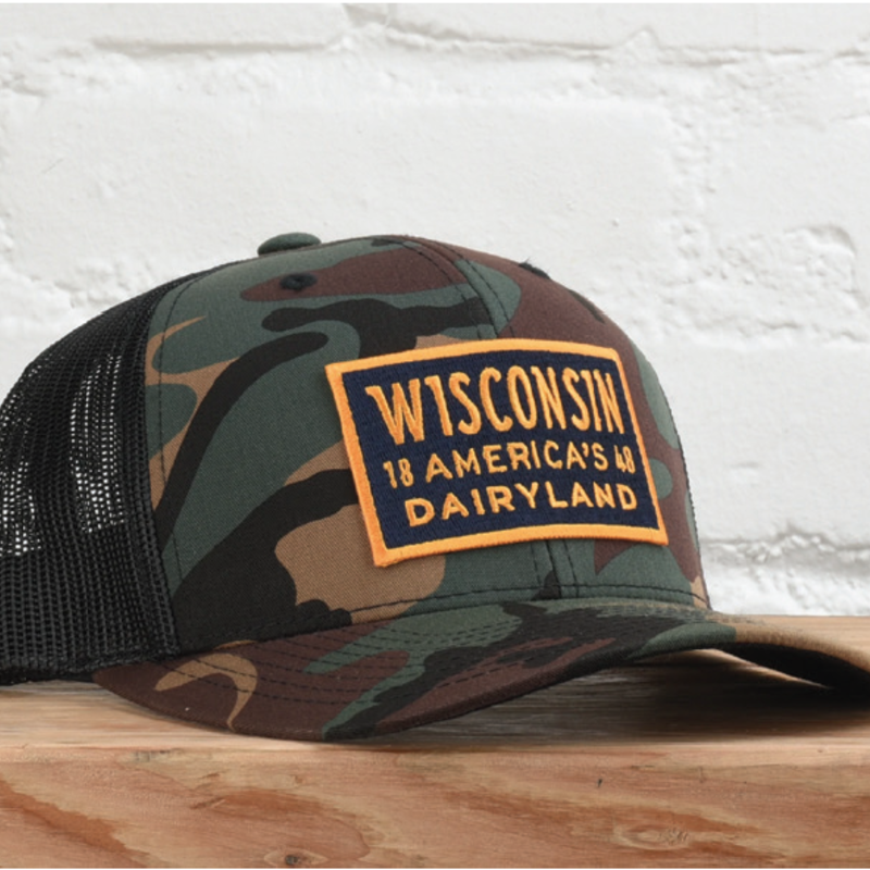 Classic State (Faire) Camo Snapback Hat - Wisconsin Dairyland