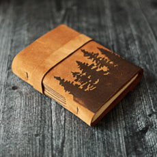 Wayfaring Goods Tree Journal - Pine Forest Leather Journal: Cream
