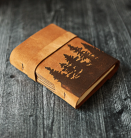 Wayfaring Goods Tree Journal - Pine Forest Leather Journal: Cream