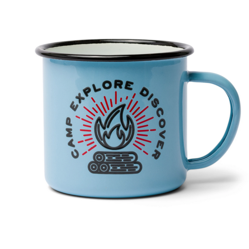 Volume One Enamel Mug - Camp. Explore. Discover