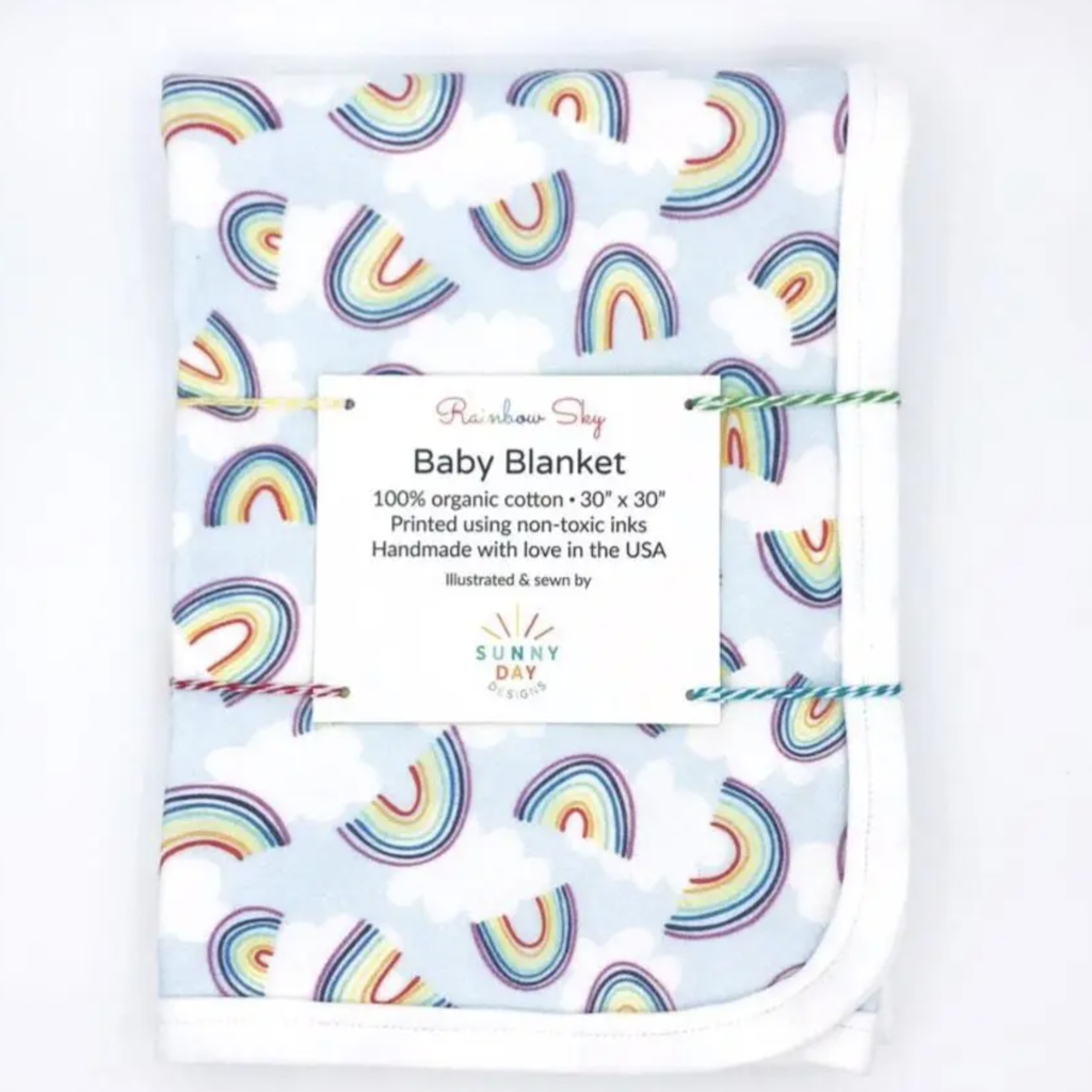 Sunny Day Designs Rainbow Sky Organic Cotton Baby Blanket