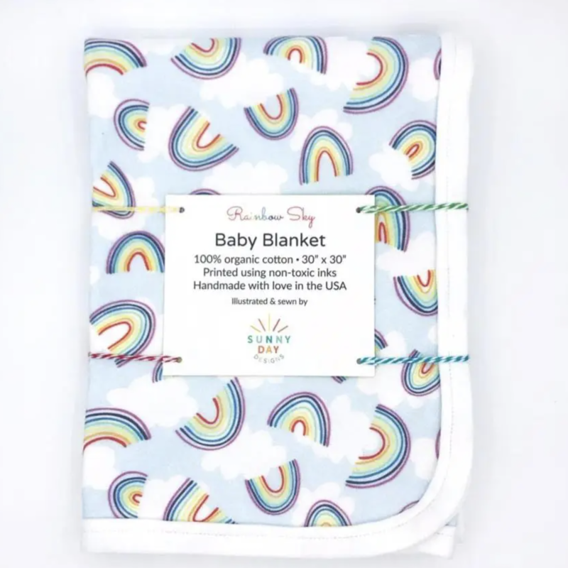 Sunny Day Designs Rainbow Sky Organic Cotton Baby Blanket
