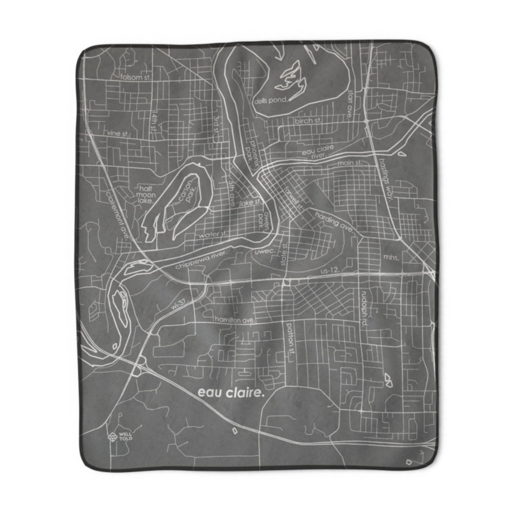 Volume One Eau Claire Map Blanket (Black & White)