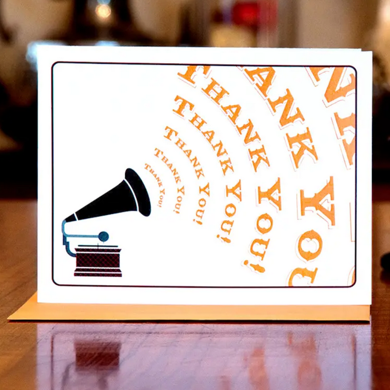 Man vs. George Designs Gramophone Thank You Card