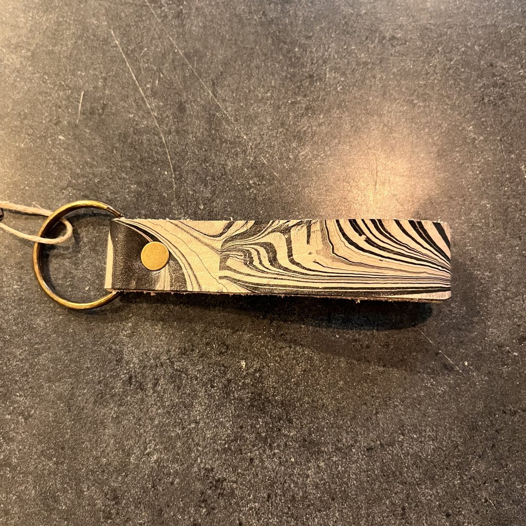 Marbled Leather  Keychain Clip