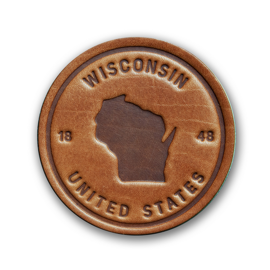 Wisconsin State Silhouette Leather Coaster