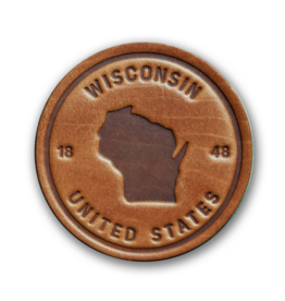 Wisconsin State Silhouette Leather Coaster