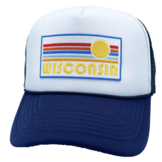 Hey Mountains Retro Wisconsin Trucker Hat (Navy)