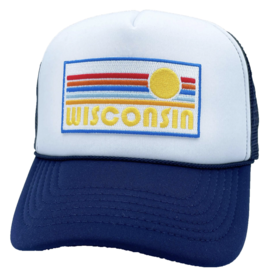Hey Mountains Retro Wisconsin Trucker Hat (Navy)