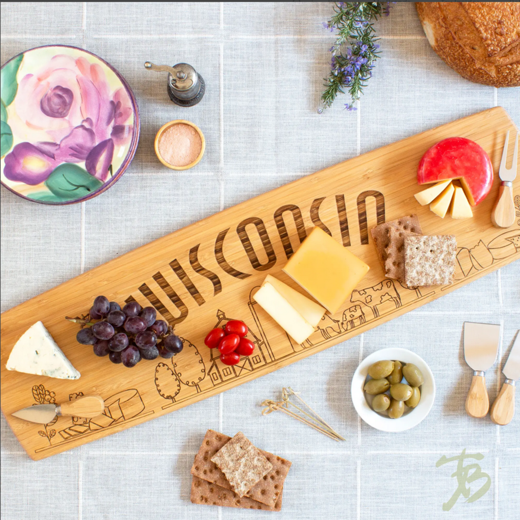 Totally Bamboo Bamboo Wisconsin State Charcuterie Board