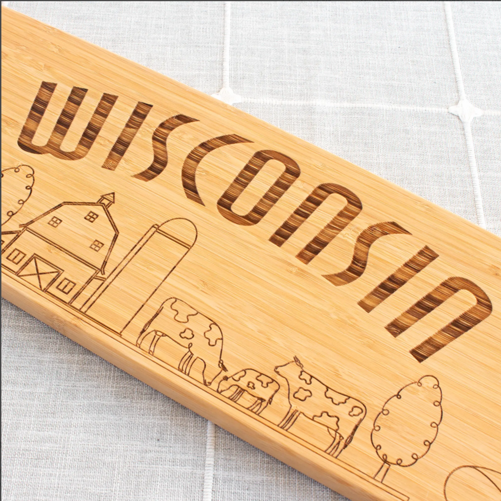 Bamboo Wisconsin State Charcuterie Board
