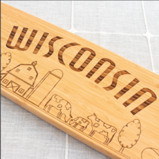 Totally Bamboo Bamboo Wisconsin State Charcuterie Board