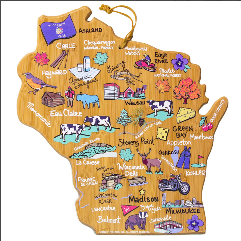 Totally Bamboo Wisconsin Cutting Board with Artwork by Fish Kiss