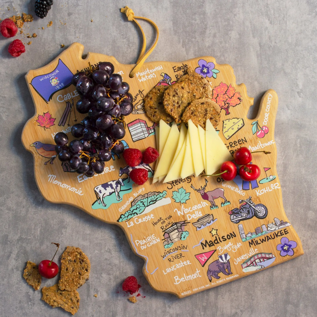 Totally Bamboo Wisconsin Cutting Board with Artwork by Fish Kiss