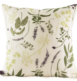 June & December Herb Garden Pillow with Faux Down Insert: 16" x 16"