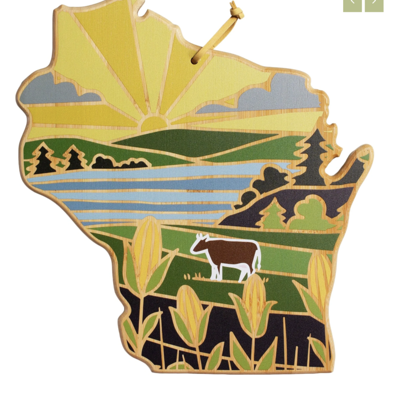 Wisconsin Cutting Board with Artwork Summer Stokes