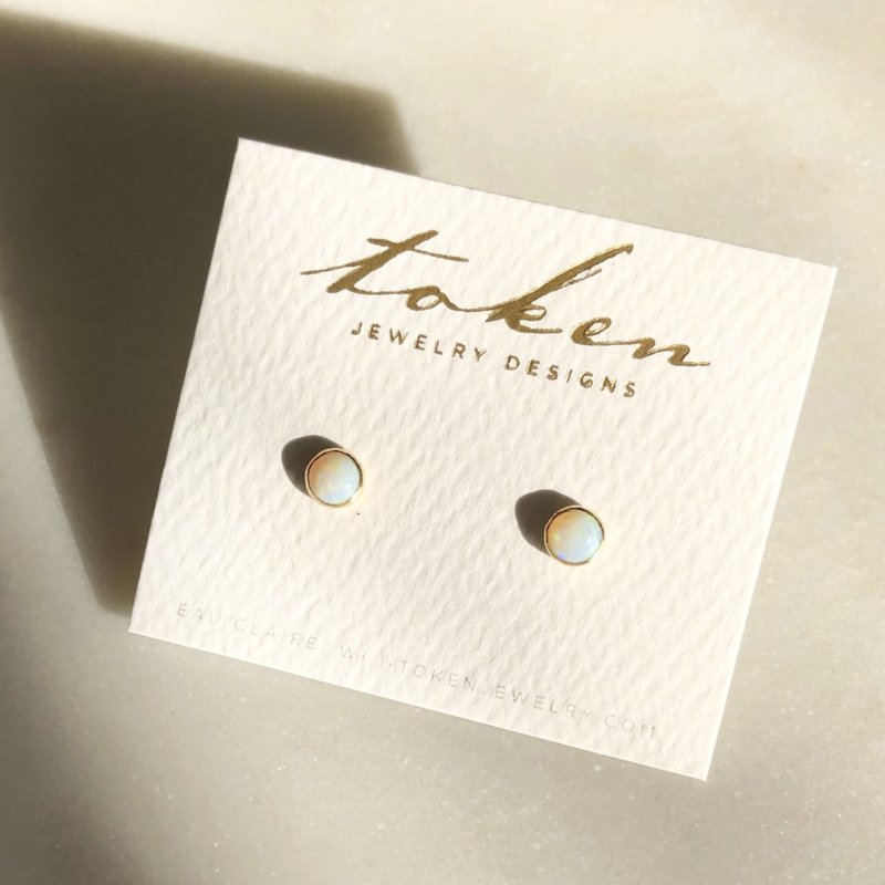 Token (Faire) Opal Studs: 14k Gold Fill