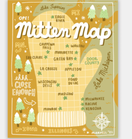 Lauren Marvell Wisconsin Mitten Map Print