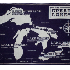 Faribault Mills Wool Throw - Great Lakes Map