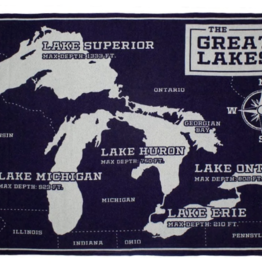 Faribault Mills Wool Throw - Great Lakes Map