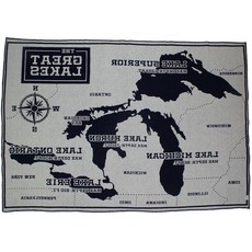 Faribault Mills Wool Throw - Great Lakes Map