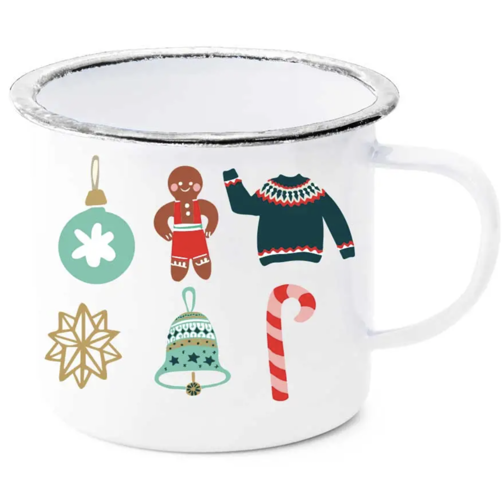 Potluck Press Enamel Mug - Christmas Icons