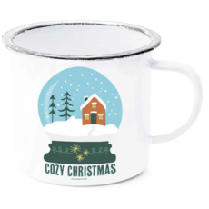 Potluck Press Enamel Mug - Cozy Christmas Snowglobe