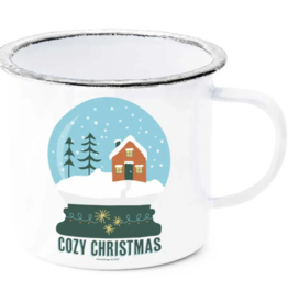 Potluck Press Enamel Mug - Cozy Christmas Snowglobe
