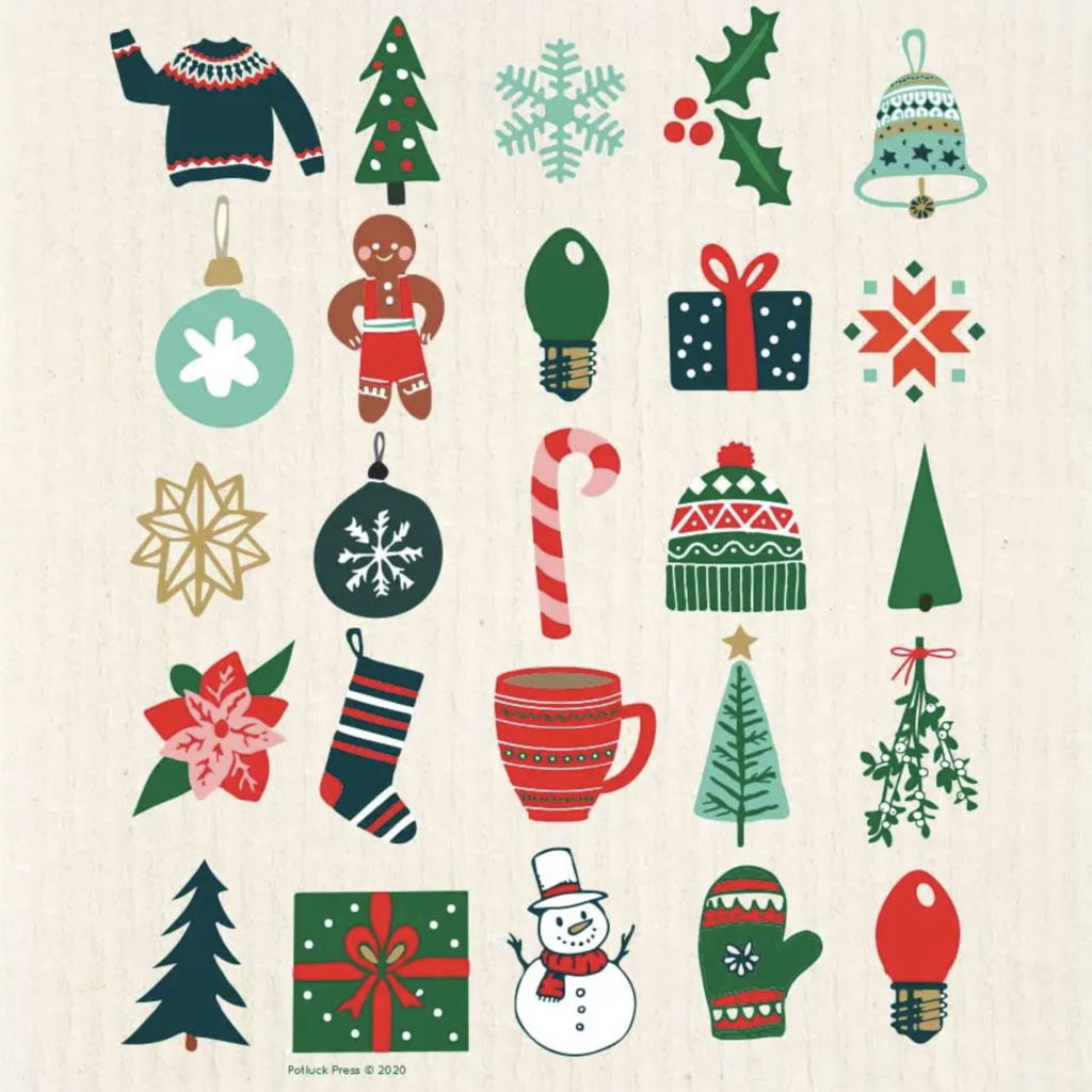 Potluck Press Swedish Dishcloth - Christmas Icons