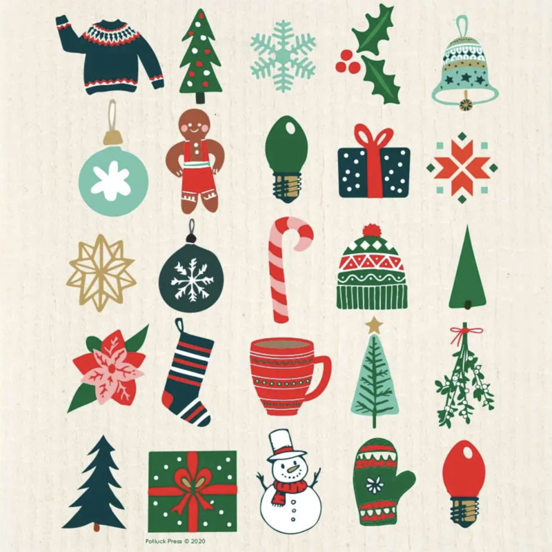 Potluck Press Swedish Dishcloth - Christmas Icons