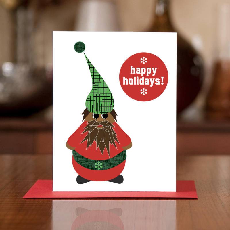 Man vs. George Designs (WI) Greeting Card - Gnome For The Holidays