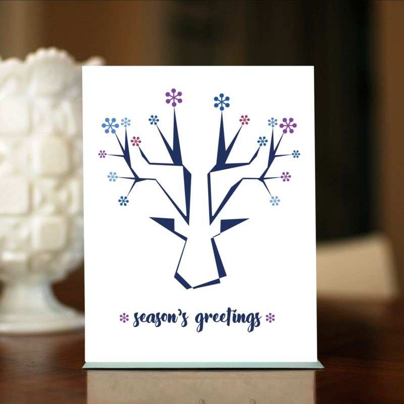 Man vs. George Designs (WI) Greeting Card - Fancy Antlers Seasons Greetings