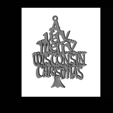 Pewter Ornament - Very Merry Wisconsin Christmas