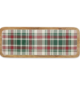 Design Imports Yuletide Plaid Enamel Wood Tray