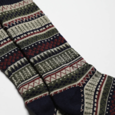 North Shore Cabin Socks - Treeline Pattern - Navy