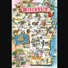 Found Image Press Magnet -  Map of Wisconsin WI-73