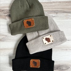 Blu Mountain Co. Wisconsin Leather Patch Beanie